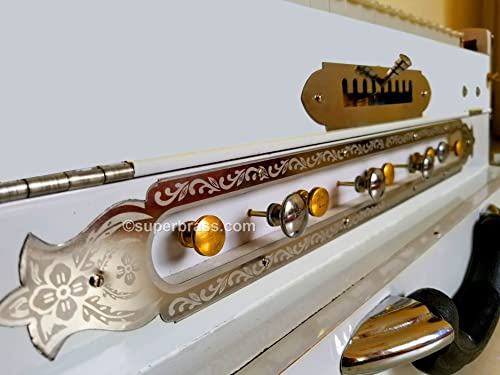 Superbrass.com Milk White Scale Changer Kolkata Superbrass Harmonium. Premier Star Mohanlal Mistry Reeds. Sweetest Sound. 3¾ Octaves Teak Wood 3 Sets Of Reeds Bass-Male-Female #TOP2