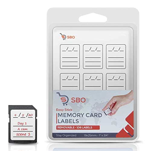 SBO Labels SD Memory Card Label Stickers, Easy Stick and Removable. Multi Purpose Sticker Labels Contains 108 Labels