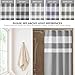 Madison Park Shower Curtain Waffle Weave Striped Pieced Design Fabric Shower Curtain with 3M Scotchgard Moisture Management Premium Spa Quality Modern Shower Curtains for Bathroom Stall 54