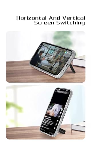 Image of BOUNCEBACK Polycarbonate Shockproof Transparent Hybrid Back Case /Cover with Kick Stand Support Magnetic Charging for iPhone 16 Pro Max - (Clear Black)