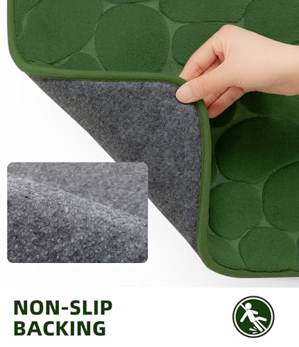 YIHOUSE Memory Foam Bath Mat Cobblestone Bathroom Rugs Super Water Absorbent Bath Mats for Bathroom Machine Washable Bath Rugs(20 x 32,Green) - image 3