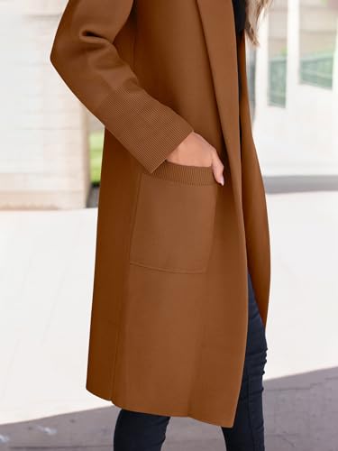 Image of ANRABESS Womens Cardigan Sweater 2026 Fall Outfits Knitted Lapel Long Coats Coatigans
