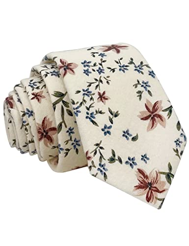 Image of Kebocis Mens Skinny Cotton Floral Tie for Men