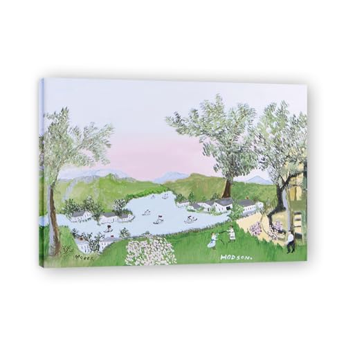 Bateau à voile Grandma Moses photo sur toile 50x70cm pour illuminer un mur sombre