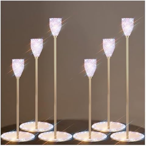 GUFONKOD Bling Gold Candlestick Holders Set Cover