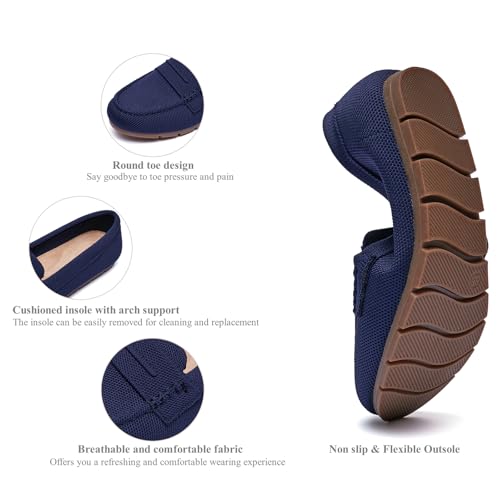 Image of Cvistpieo Loafers for Women Comfortable Dressy Casual Work Flats Lightweight & Breathable Slip On Walking Shoes Knit