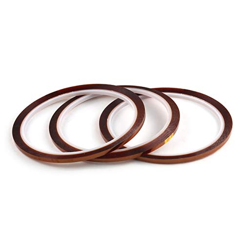 Image of E-outstanding 3pcs 1 /8 inch Tawny Polyimide Single Silicone Adhesive Tape 3mmx33m High Temperature Resistant Tape for Masking, Welding, PCB Gold Finger Protection, Electronic Adhesive Insulation