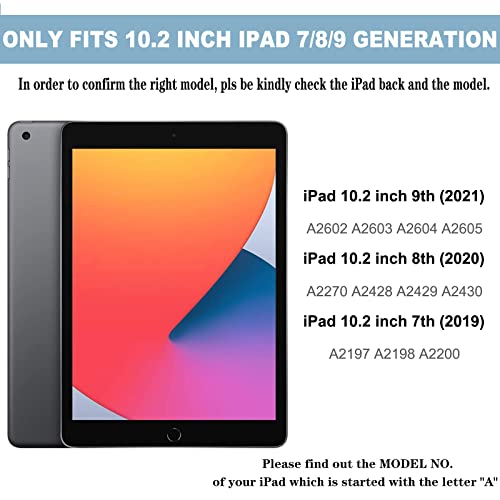 Keyboard Case For Ipad 9Th Generation 10.2 Inch 2021 Ipad 8Th Gen(2020)/7Th Gen (2019), Detachable Wireless 7 Color Backlight Tablet Keyboard With Slim Folio Case Built-In Pencil Holder (Black) #TOP1