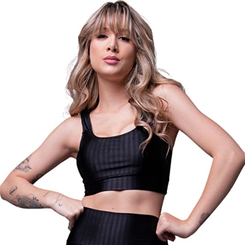 Top Fitness Bella Fiore New Zig Com Bojo Removível Academia Malhar Cor:Preto;Tamanho:G;Gênero:Femini