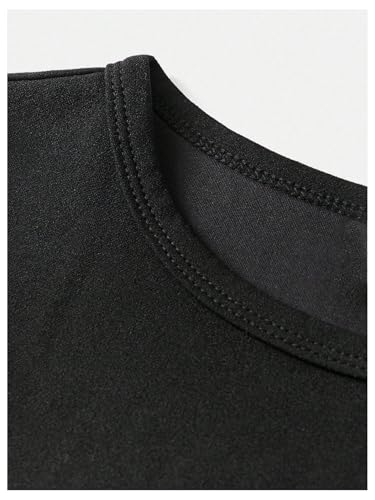 Girl's Floral Embroidery Mesh Tops T Shirt Puff Sleeve Crew Neck Slim Fit Elegant Summer Tees3