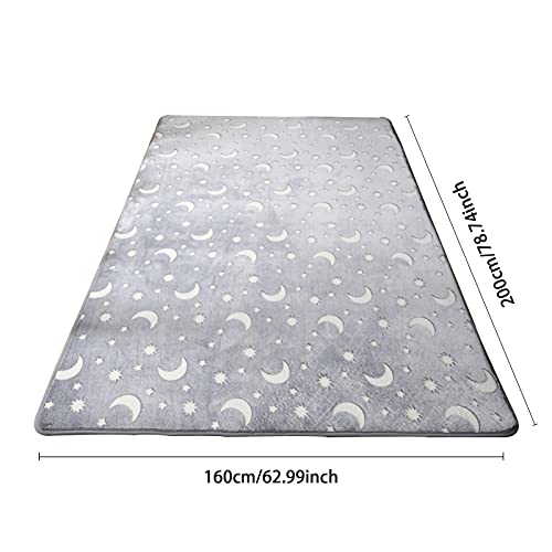 Eanpet Glow In The Dark Floor Mats Luminous 5’ X 7’ Area Rug Soft Decorative Play Mat For Kids Crawling Mat Non-Slip Living Room Rug Carpets Pet Mat For Bedroom Home Decor,Grey Moon #TOP2