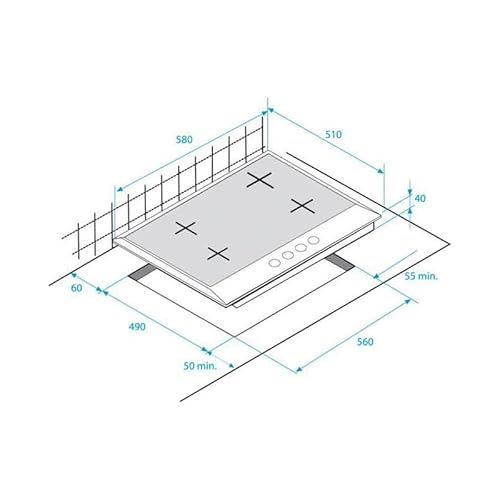 Plaque de cuisson gaz 4 foyers coloris inox .58 x P.51 x H.4 6 cm Beko HIAW64325SX - vue 3