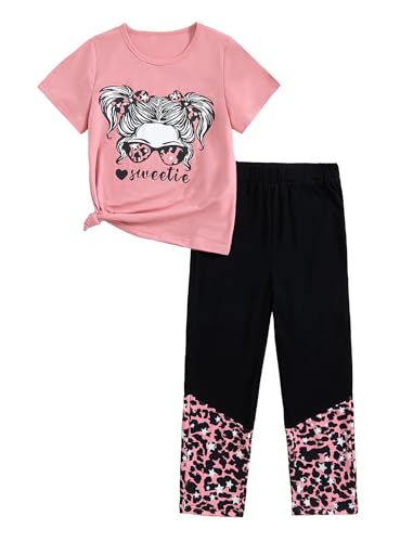 Woleroyir Girls Clothes Cool Girl T Shirt Cargo Pants Camo Outfit