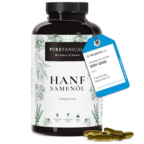 Aceite de Semilla de Cáñamo (Cannabis Sativa) Prensado en Frío - 180 Cápsulas Dosis Alta | 1000mg Hemp Seed Oil Suplementos Naturales Omega 3-6-9