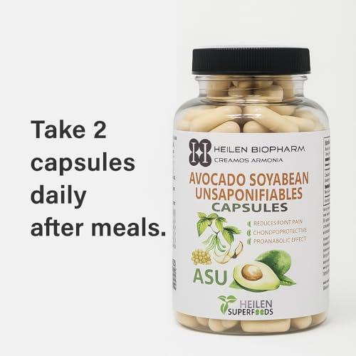 Heilen Biopharm ASU 500 mg | Avocado & Soybean Unsaponifiables | Joint, Cartilage & Mobility Support Supplement | 180 Capsules | 500 mg Each | Plant-Based | Pack of 1