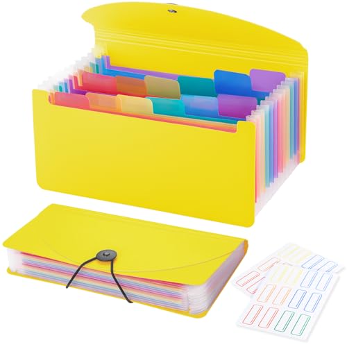 13 Pocket A6 Receipt Organizer, 2 Pack Small Accordion File Organizer, Coupon Organizer with Labels - Black