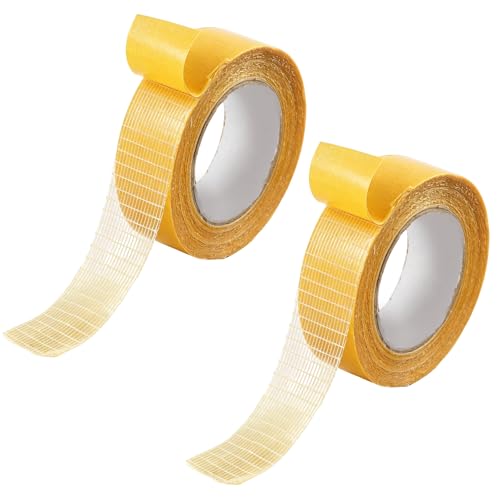 Kaelaxroy 2PCS Cinta adhesiva de doble cara, 2 cm x 10 m, cinta de tela resistente de alta adherencia, cinta multifuncional para alfombras y tapetes, fijación para carteles y manualidades