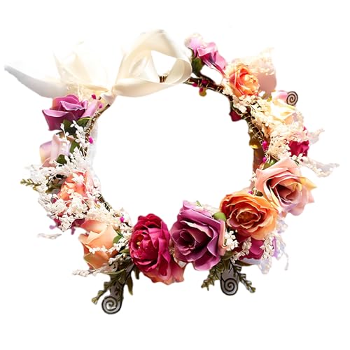 Corona de flores para boda multicolor y accesorio versátil para el cabello
