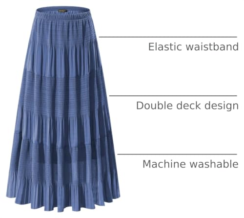 Image of NASHALYLY Women's Chiffon Elastic High Waist Pleated A-Line Flared Maxi Skirts