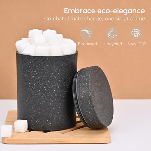 Image of Eha Earth Friendly Canister with Air Tight Lid | Food Storage Container Jars | Microwave Safe | Made with Rice Husk and Bamboo Fibers | 700ml | 1 Piece | Charcoal