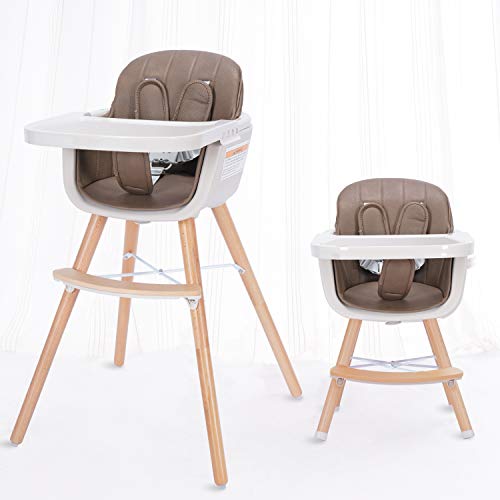 FUNNY SUPPLY 3in1 Convertible Wooden High Chair with Removable Tray
