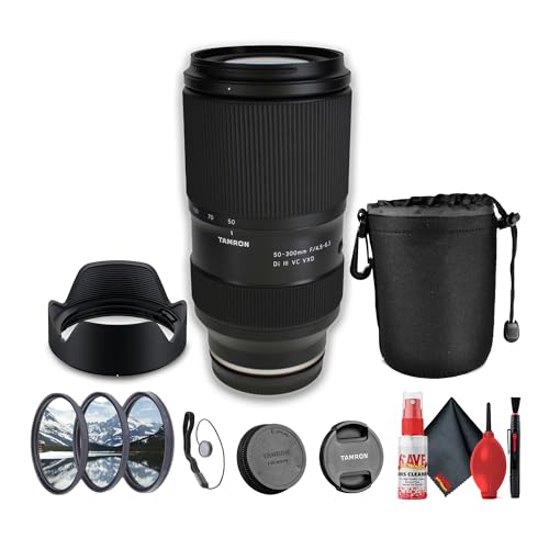 Tamron (�^������) 50-300mm f/4.5-6.3 Di III VC VXD �����Y (Sony E) �~���[���X�J�����p (AFA069S700) + �t�B���^�[�L�b�g + �����Y�|�[�` + �L���b�v�L�[�p�[ + �N���[�j���O�L�b�g
