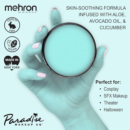 Image of Mehron Makeup Paradise Makeup AQ Pro Size | Stage & Screen Performance, Face & Body Painting, Beauty, Cosplay, and Halloween | Water Activated Face Paint, Body Paint 1.4 oz (40 g) - Pastel Teal