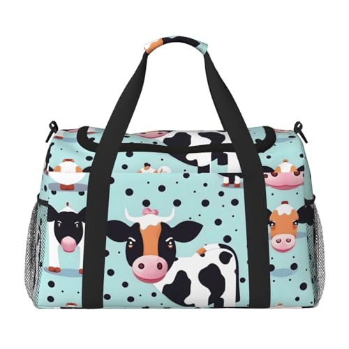 Sac de sport sous le siège à motif vache et pois noir format cabine unique