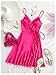 Floerns Women's Floral V Neck Ruffle Trim Cami Dress Tie Wrap Vacation A Line Dresses Hot Pink X-Small