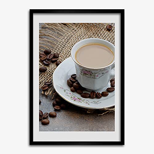 Cadre MDF Tulup 50x70 cm avec tableau motif café et coeur en bois pour affiche moderne