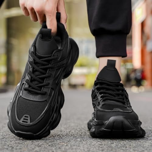 Womens Fashion Breathable Mesh Platform Chunky Heels Lace Up Sneakers Casual Non-Slip Soft Sole Comfortable Walking Tennis Shoes4