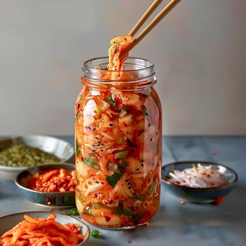 Image of ComSaf Half Gallon Mason Jar 64oz 3Pcs, Wide Mouth Mason Jars with Lids and Seal Bands, Large Glass Canning Jars for Suntea, Pickling, Sourdough, Fermentation, Salad, Meal Prep, Food Pantry Storage