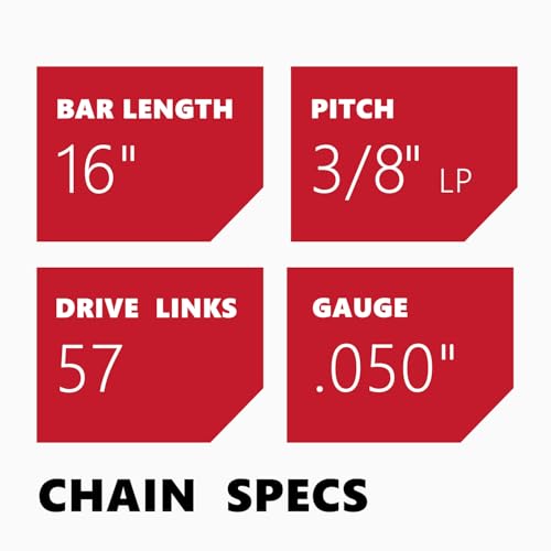 Image of KAKEI 16 Inch Chainsaw Chain 3 /8 inch LP Pitch .050 inch Gauge 57 Drive Links- 91PX57CQ / 91VG57CQ Fits Echo CS-3510 /352 /3400 /400, Worx WG300,WG303 - S57 (3 Chains) - Semi Chisel