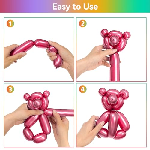 Image of Metallic Multi Long Balloons Premium 260 Twisting Animals Magic Balloons for Birthday Kids Wedding Party Supply 100pcs
