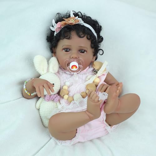 Muñeca Reborn Realista Negra Bebé de 20 pulgadas miniatura 2