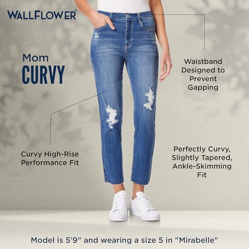 WallFlower womens Mom Curvy Ankle Denim High-rise Insta Stretch Juniors Jeans4