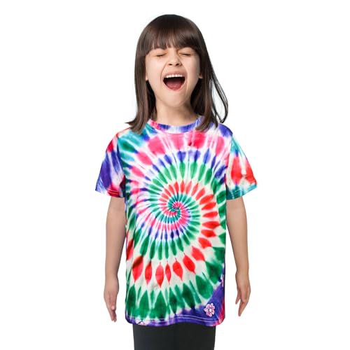 Image of Boys Tie Dye Shirts 3-12 Years Hippies Crewneck Kids Short Sleeve Tee | Boys Tie Dye Shirts