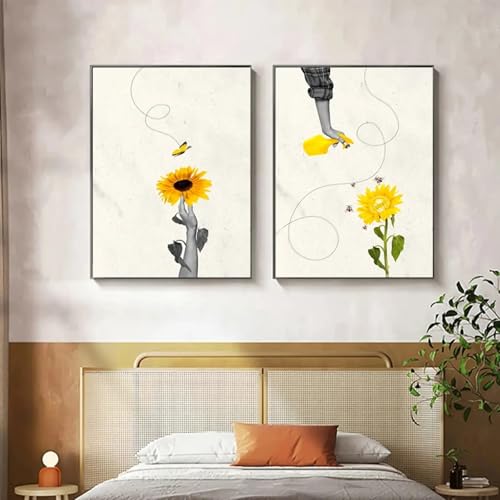 Impression de tournesol sur toile pour illuminer un bureau sombre