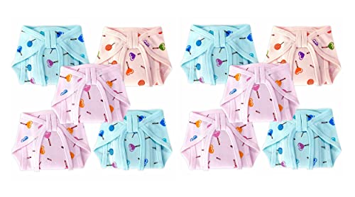 Image of Baby Cloth Diaper Nappies Cotton Hosiery Washable & Reusable Adjustable U-Shaped Cloth Diaper With Insert Cushioned Padded Langot Nappy Tying Langot For Babies- Pack of 10 (Small)