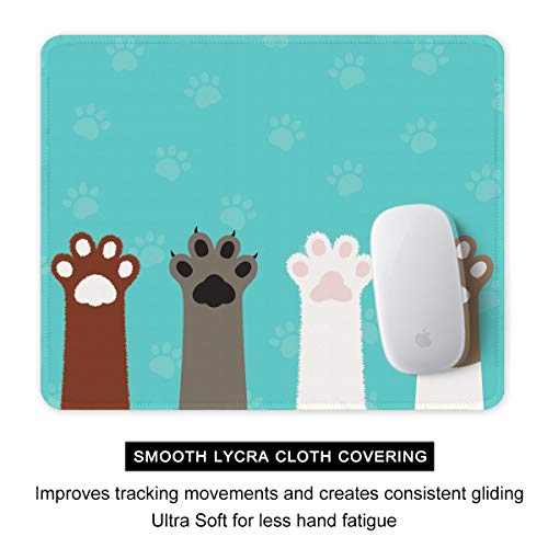 Auhoahsil Mouse Pad, Cute Cat Paws Design Anti-Slip Rubber Mousepad With Durable Stitched Edges For Gaming Office Laptop Computer Pc Men Women Kids, Customized Picture Mouse Mat Square 11.8" X 9.85" #TOP3