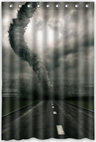 Tornado Storm on Highway Waterproof Bathroom Fabric Shower Curtain 48" x 72"
