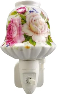 AcaciaHomeDurable and Clasic LED Night Light - Colorful Floral Ceramic Decorative Light | Ideal for Bedrooms, Hallways, Bathrooms Nighttime Lighting Solution - Perfect Home Decor (Pink Flowers Plug)