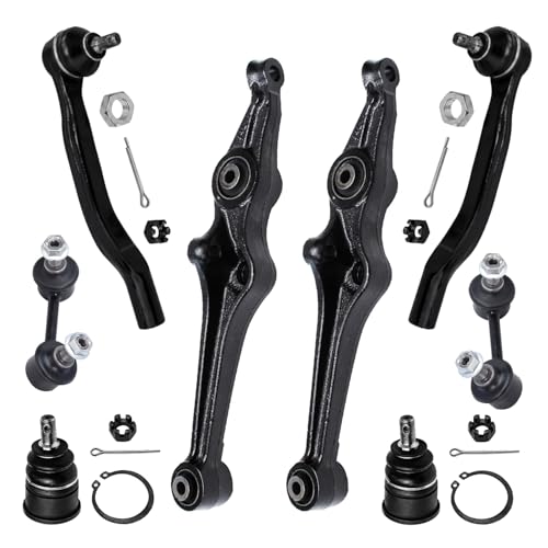 Image of Detroit Axle - 8pc Front End Suspension Kit for Acura TL CL Honda Accord, 2 Lower Control Arms, 2 Lower Ball Joints, 2 Outer Tie Rods, 2 Sway Bar Links Replacement