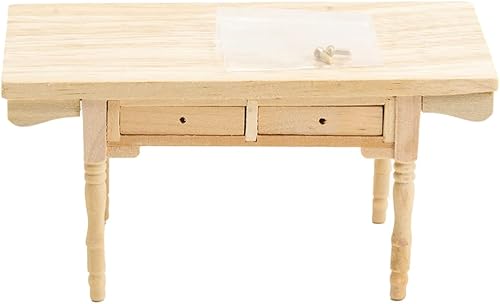 Casa de muñecas en miniatura sin terminar Vermont mesa con 2 cajones y 2 barras de toalla