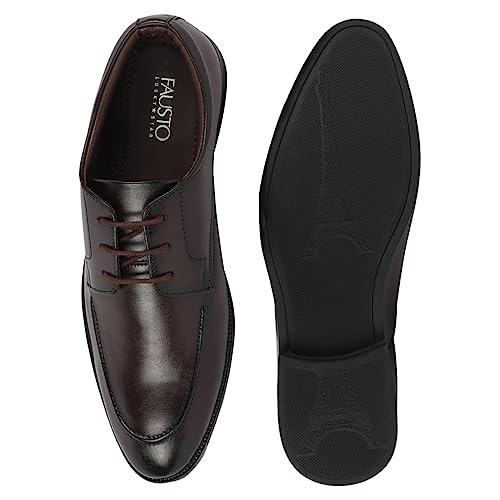 Image of FAUSTO Men's Formal Office Comfort Lace-Up Derby Shoes