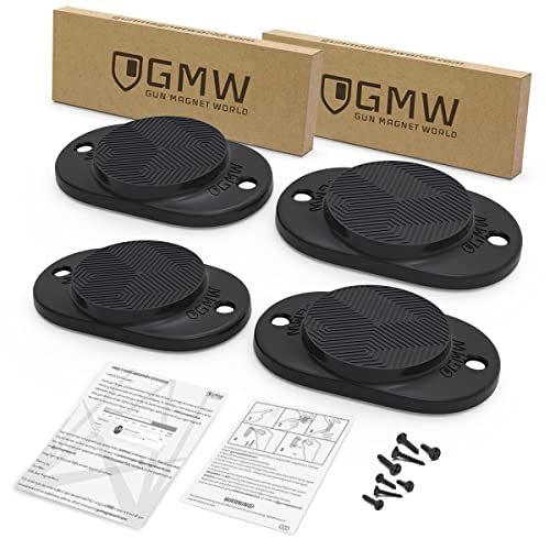 Gmw Gun Magnet Mount [2-Pack] | 30 Lbs. Rating Magnetic Gun Mount | Hq Rubber Coated Gun Magnet For Vehicle, Desks, Safes, And Walls | Concealed Gun Holder For Handgun (Black 4 Pack) #TOP6