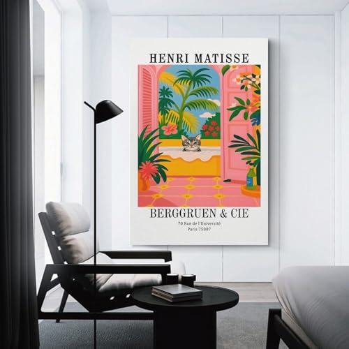 Matisse Cat in Bathtub Art Tableau Sur Toile Imprimé Décoration Salle de Bain Moderne 40x60cm