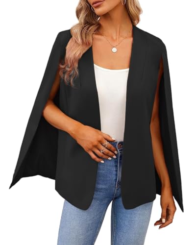 Women's Cape Blazer Split Long Sleeve Open Front Blazer Jacket Business Casual Suit Tops Cardigan Coats2