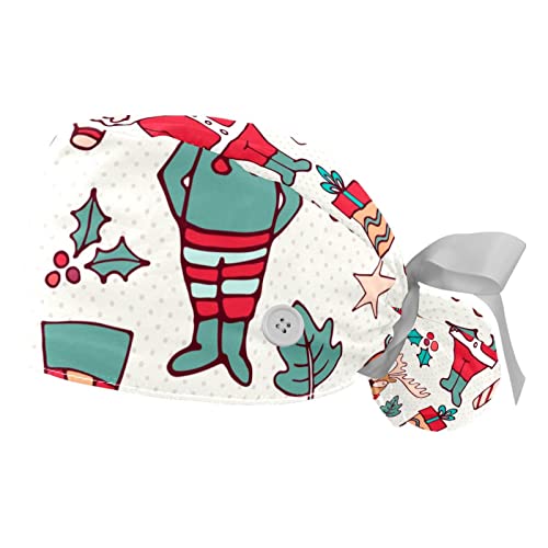 Chapeaux de travail respirants JDEZ : lot de 2 casquettes bouffantes vintage style bonhomme de neige