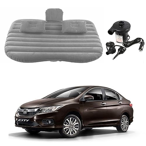 Image of Oshotto Multifunctional Car Travel Bed Mattress with Two Air Pillows, Car Air Pump Compatible with Honda City (Grey)